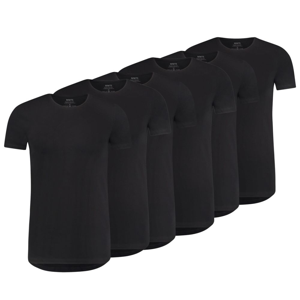 MWTS Heren T-shirt ronde hals Slim fit zwart 3+3 6-Pack