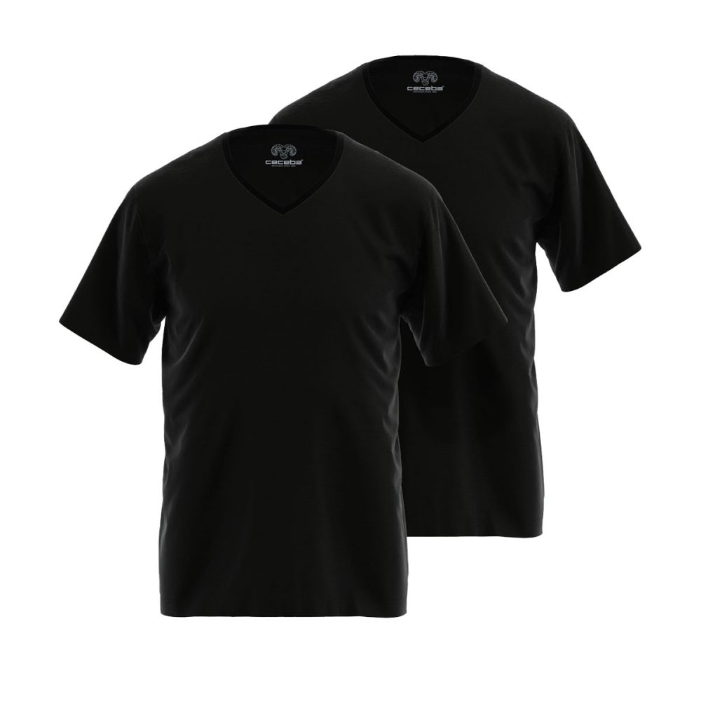 CeCeBa Heren V-Shirt Nevada 2Pack Zwart