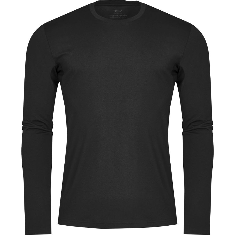 MEY Heren HYBRID Longsleeve T-shirt Zwart 30082