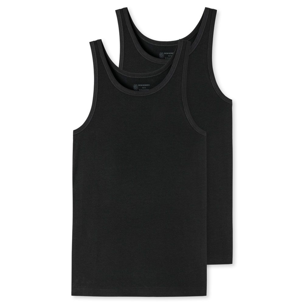Schiesser Singlet Hemd 95/5 Organic Zwart 2pack