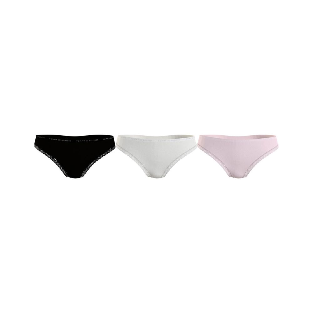 Tommy Hilfiger Women 3Pack Strings Black Ivory Pale Pink