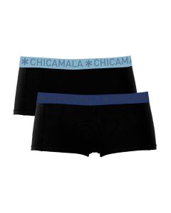 MuchachoMalo Dames Short 2Pack Solid Black Blue 82