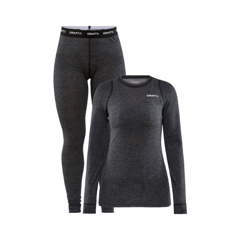 Craft Dames Thermo Set CORE Wool Merino Zwart Gemeleerd