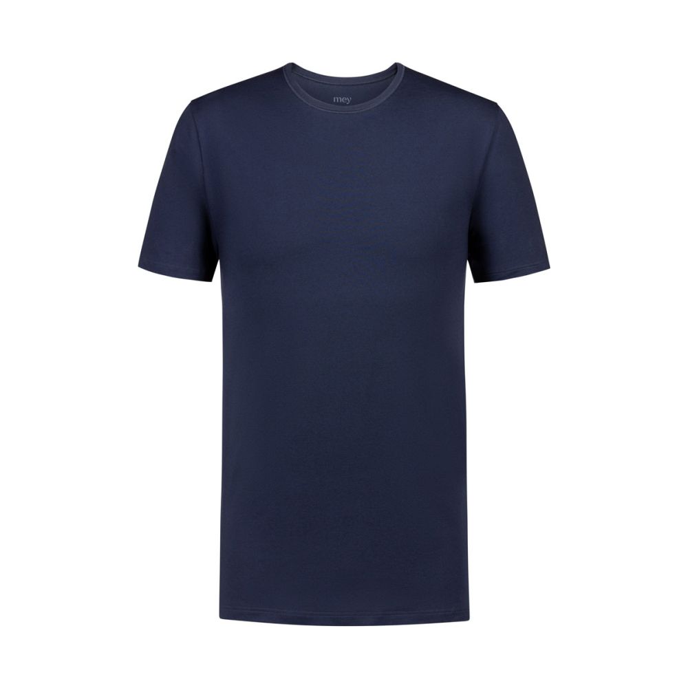 MEY Heren T-Shirt Crew Neck Navy Dry Cotton 46002