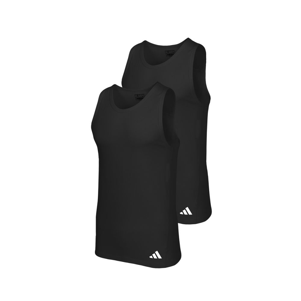 Adidas Heren Tank Top hemd Active Flex Cotton Ergonomic 2pack Zwart