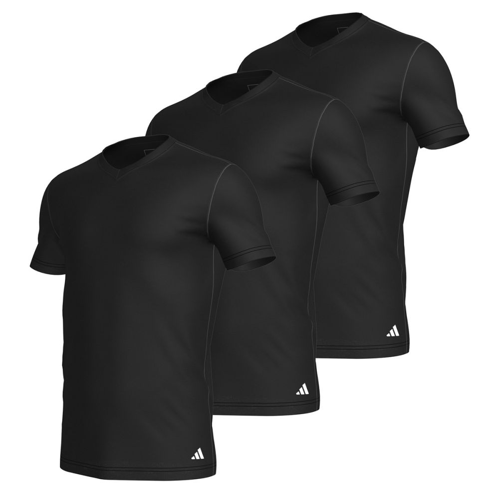 Adidas Heren T-Shirt V-hals Active Core 3pack Zwart
