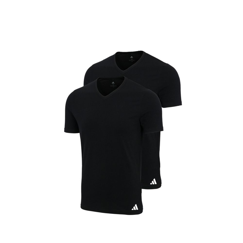 Adidas Heren T-Shirt V-hals Flex Cotton 2pack Zwart