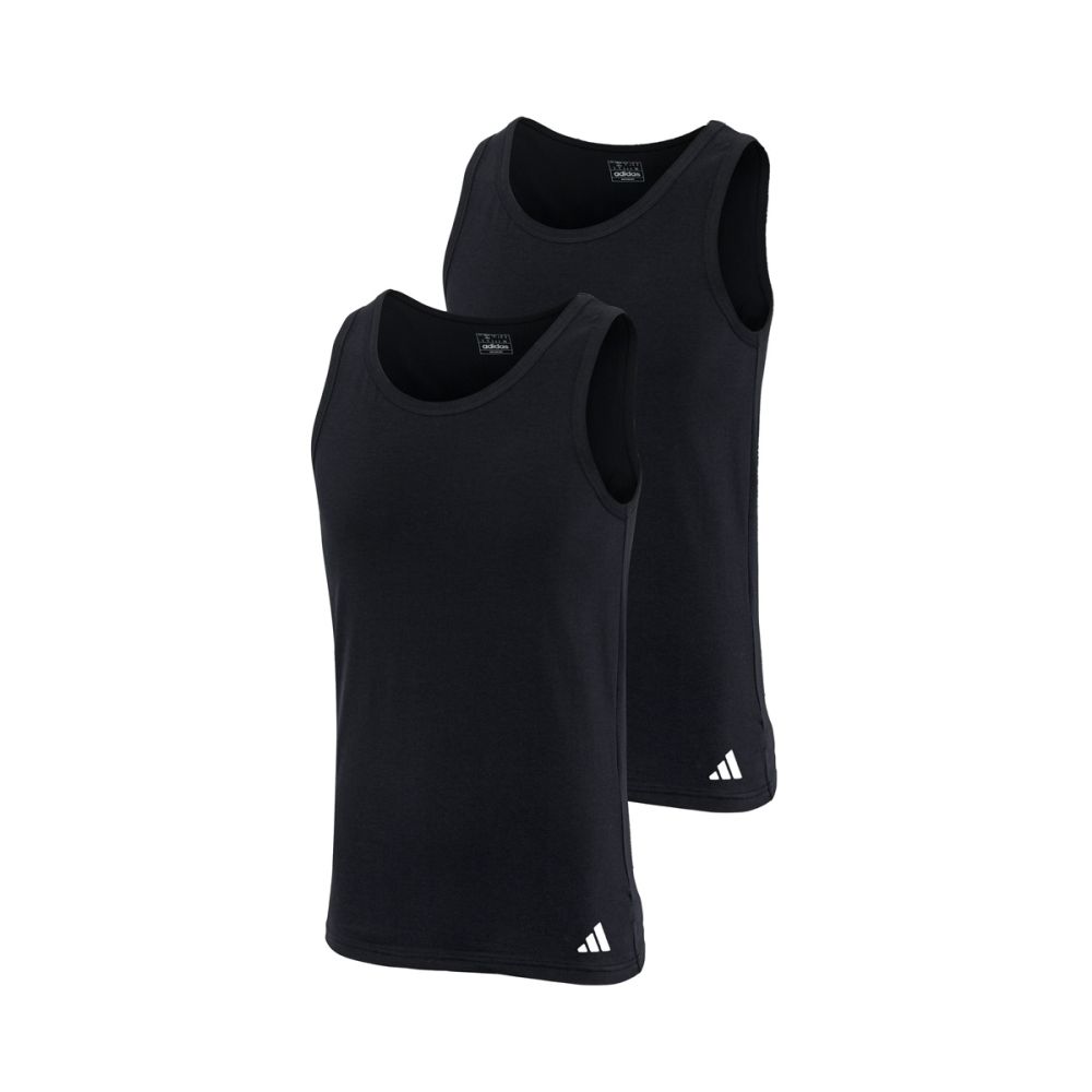 Adidas Heren Tank Top Hemd Flex Cotton 2pack Zwart