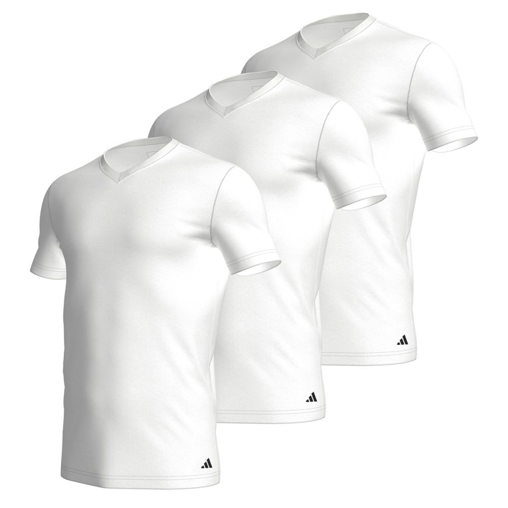 Adidas Heren T-Shirt V-hals Active Core 3pack Wit