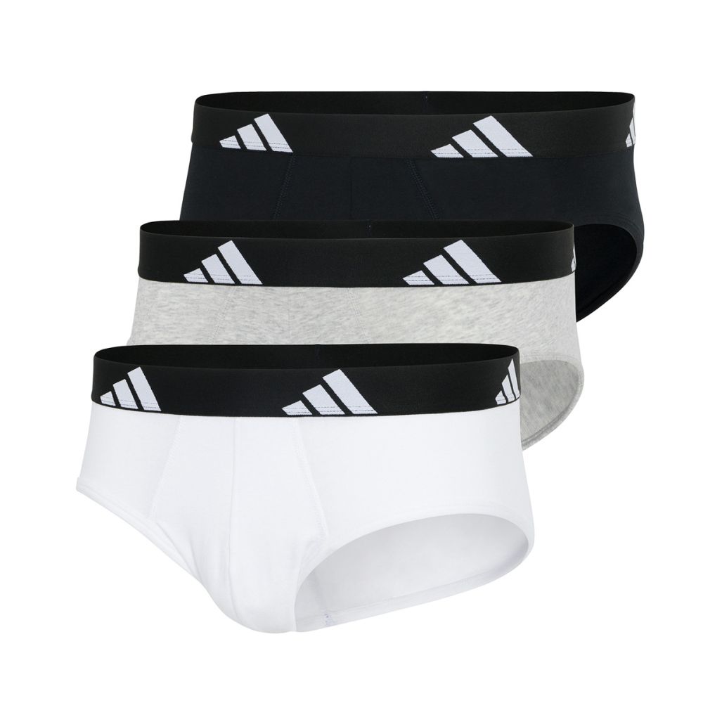 Adidas Heren Slip Active Flex Cotton 3pack Zwart Wit Grijs