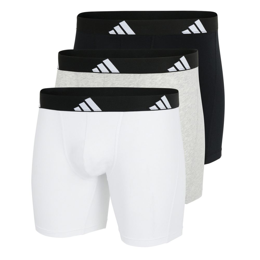 Adidas Heren Boxer brief Flex Cotton 3Pack Zwart Wit Grijs