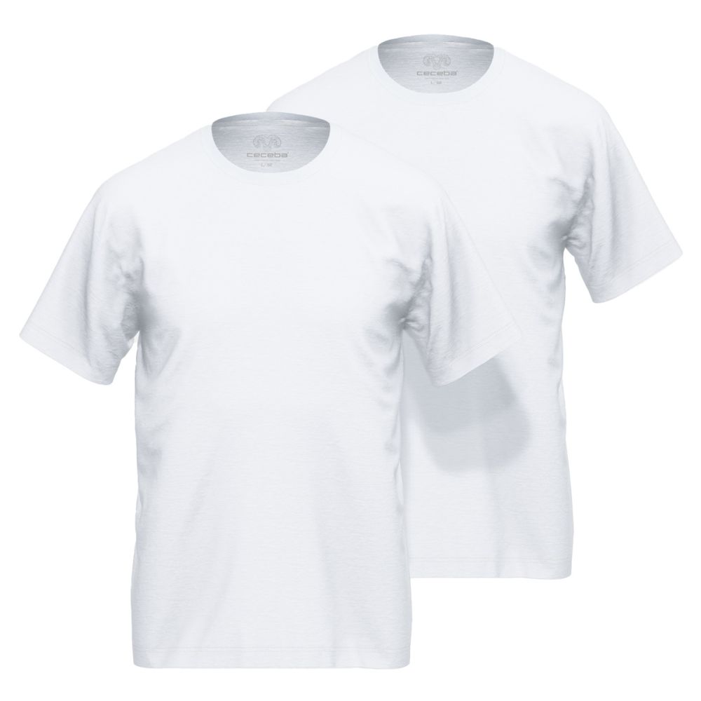 CECEBA Heren Bamboe T-shirt Ronde Hals 2Pack Wit