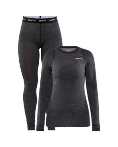 Craft Dames Thermo Set CORE Wool Merino Zwart Gemeleerd