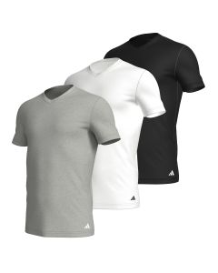 Adidas Heren T-Shirt V-hals Active Core 3pack Zwart Wit Grijs